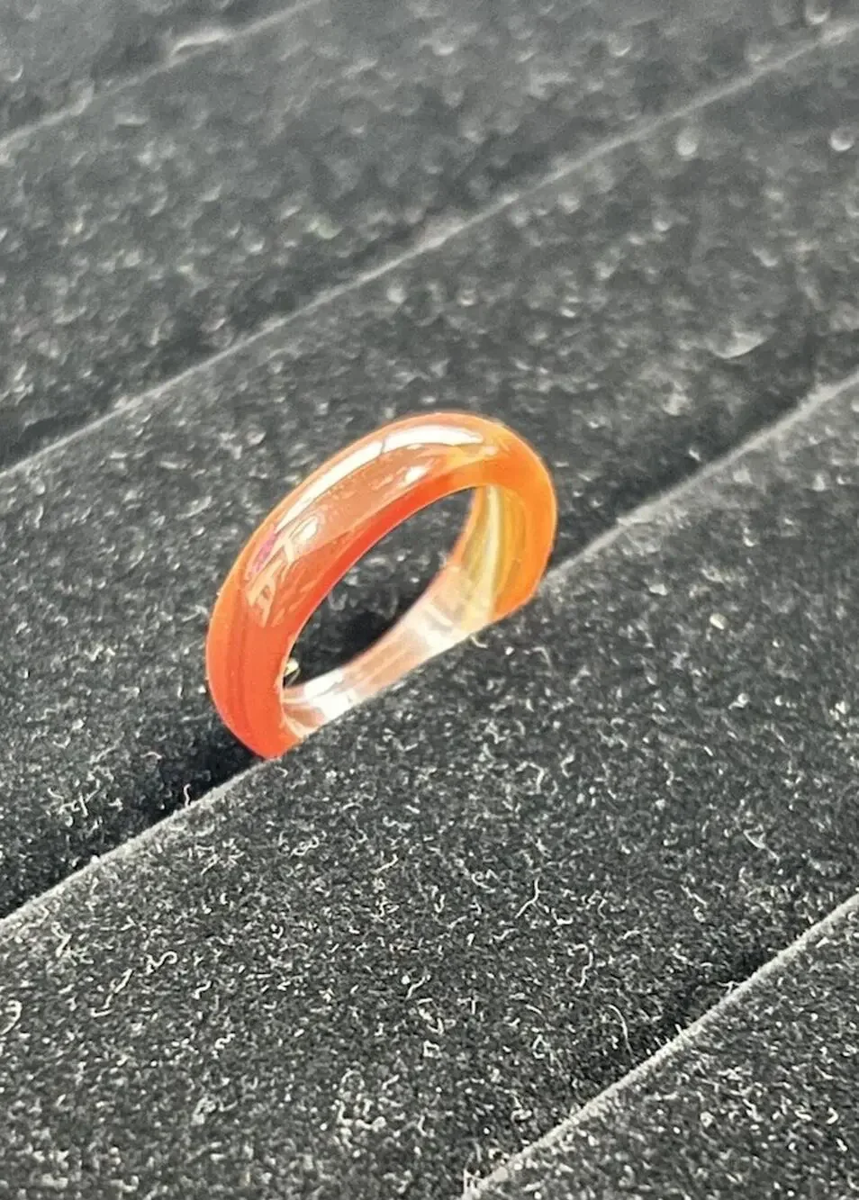Vintage Style Translucent Orange Red Lucite Style Acrylic Stmt Ring Size 6.5